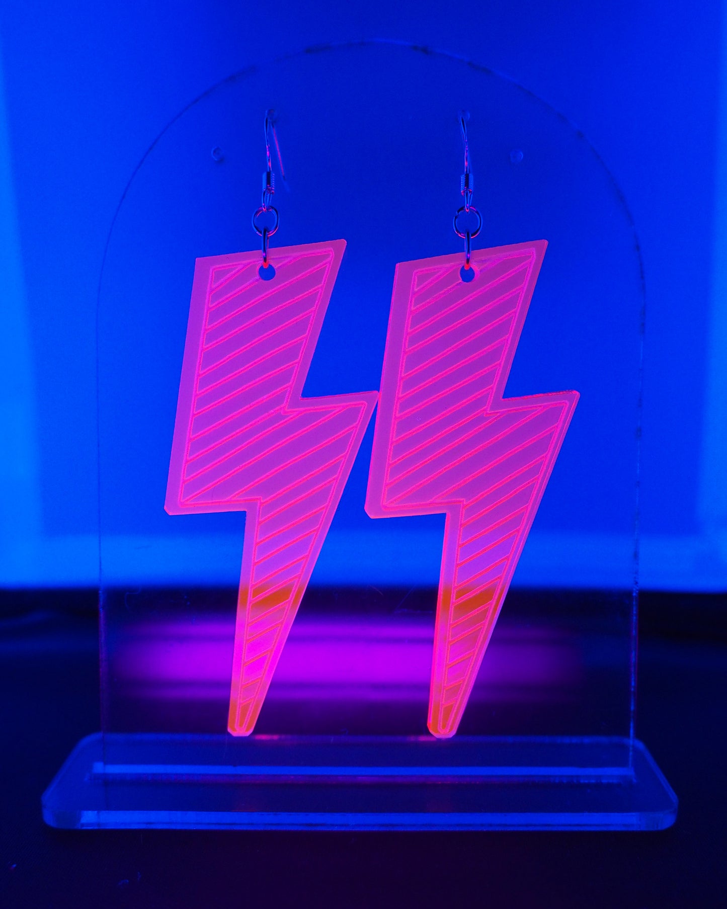 Flashy Lightning Bolt Earrings - 2.75 inch