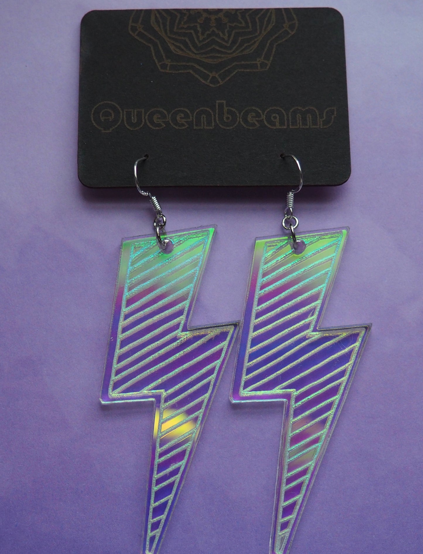 Flashy Lightning Bolt Earrings - 2.75 inch