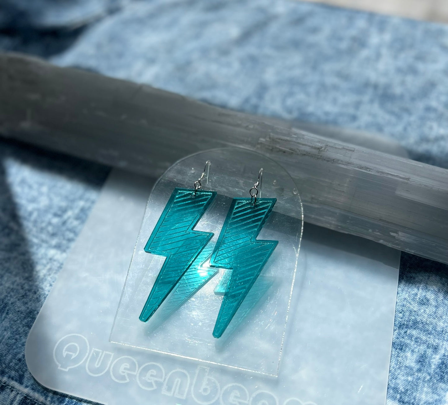 Flashy Lightning Bolt Earrings - 2.75 inch