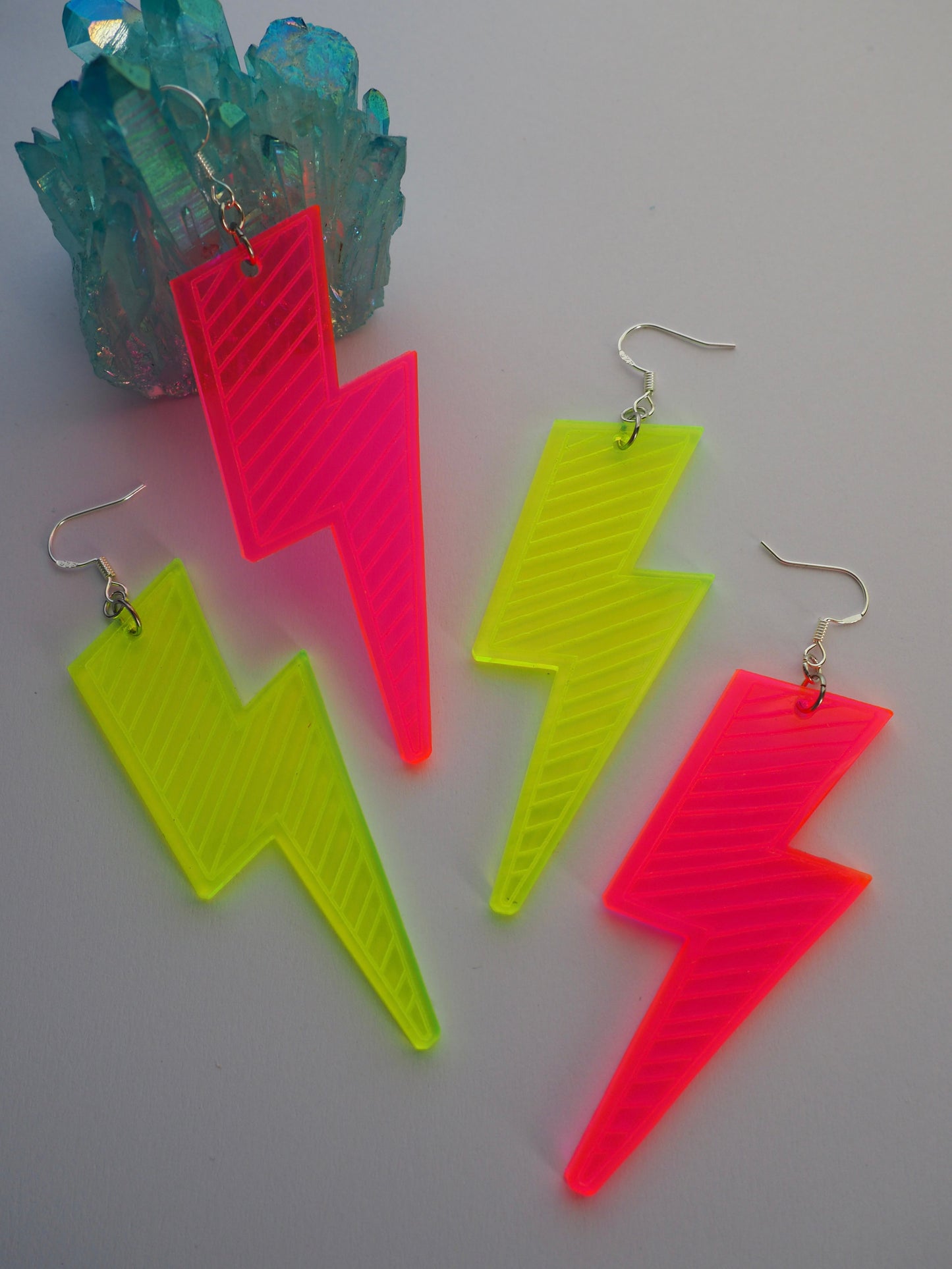 Flashy Lightning Bolt Earrings - 2 inch