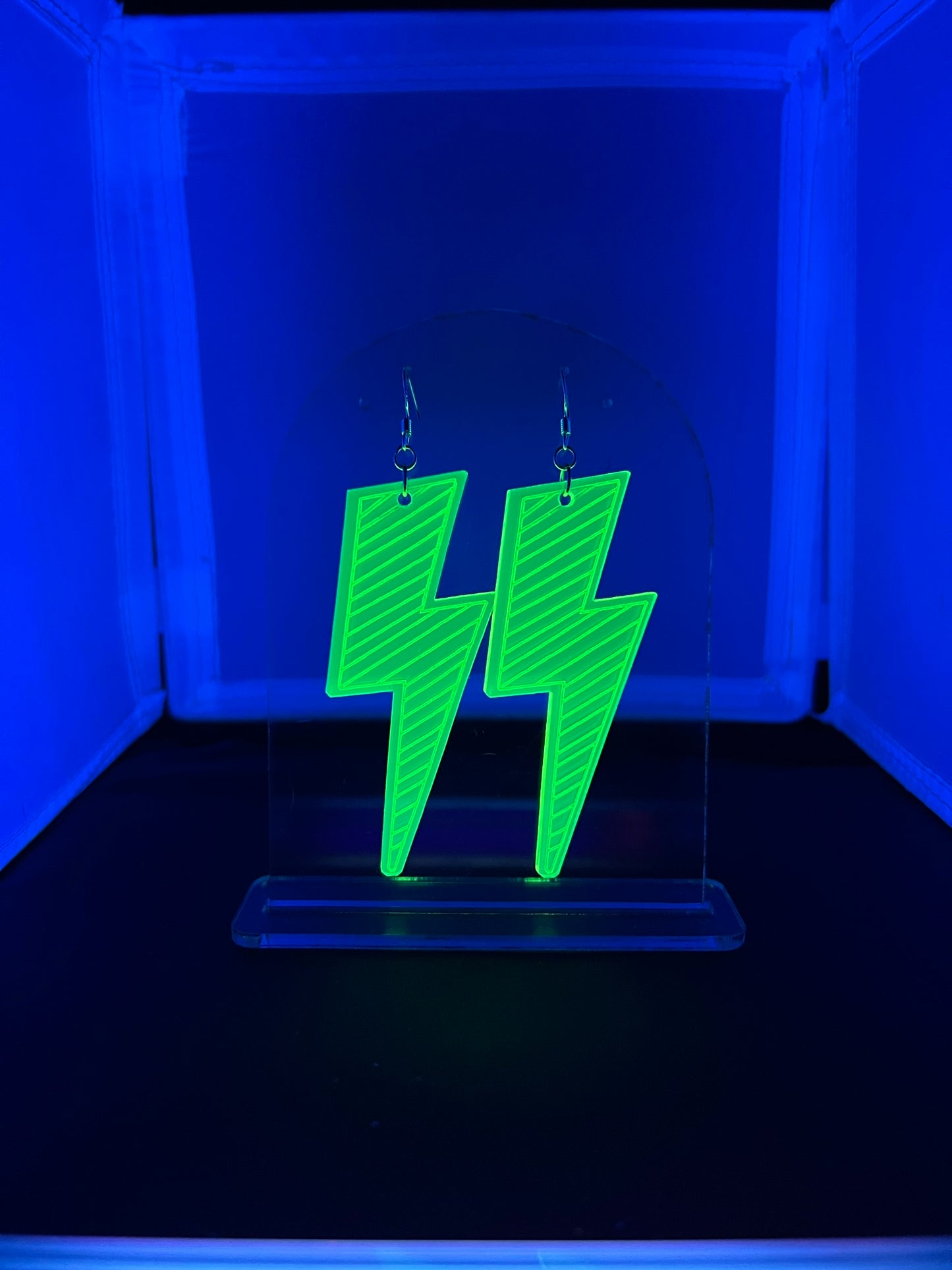 Flashy Lightning Bolt Earrings - 2.75 inch