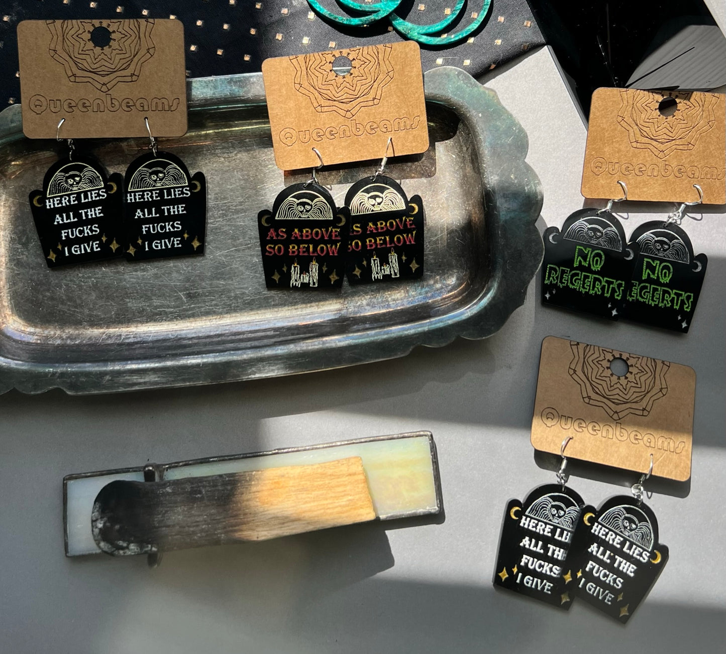 Gravestone Earrings - No Regerts