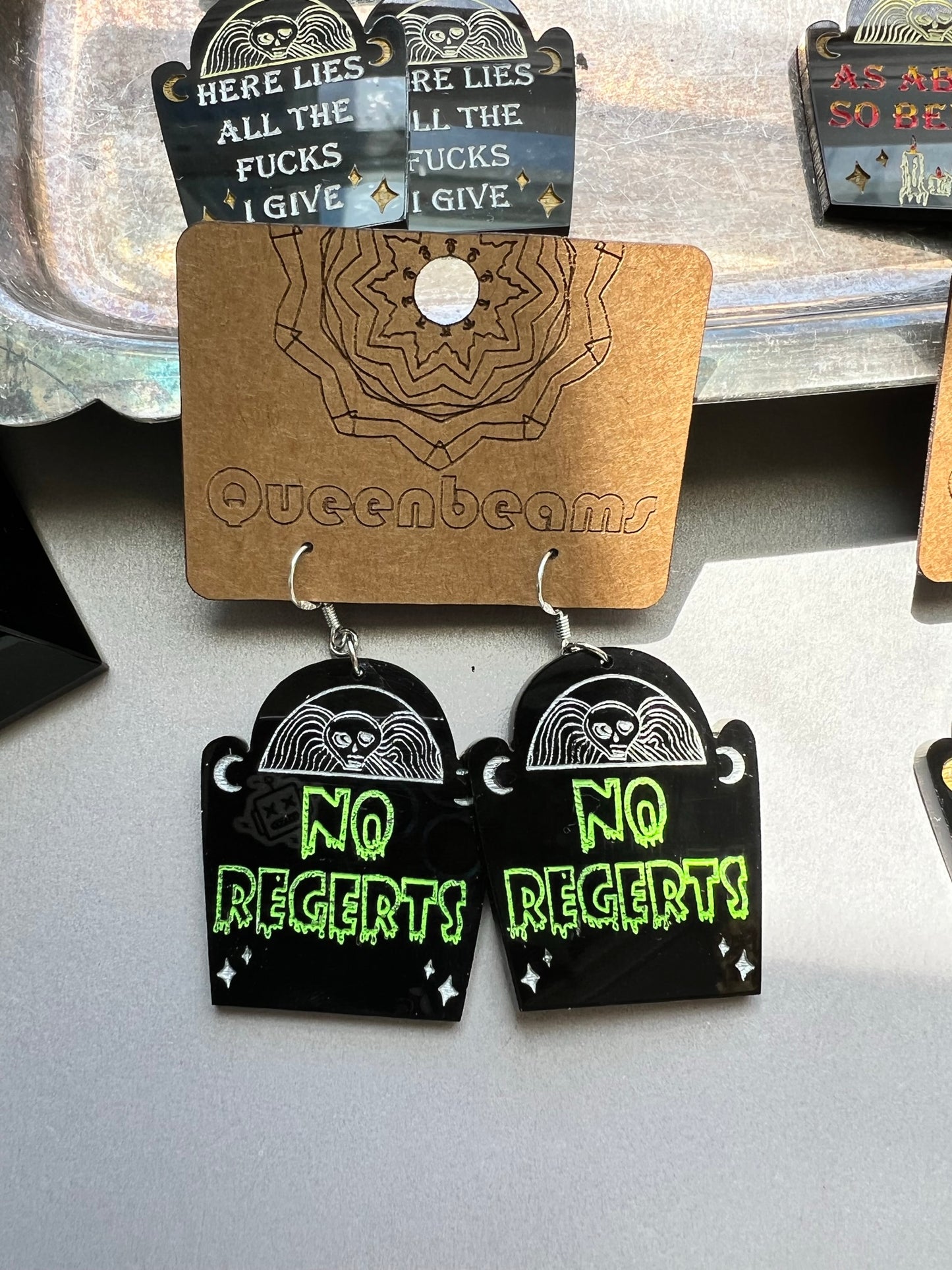 Gravestone Earrings - No Regerts